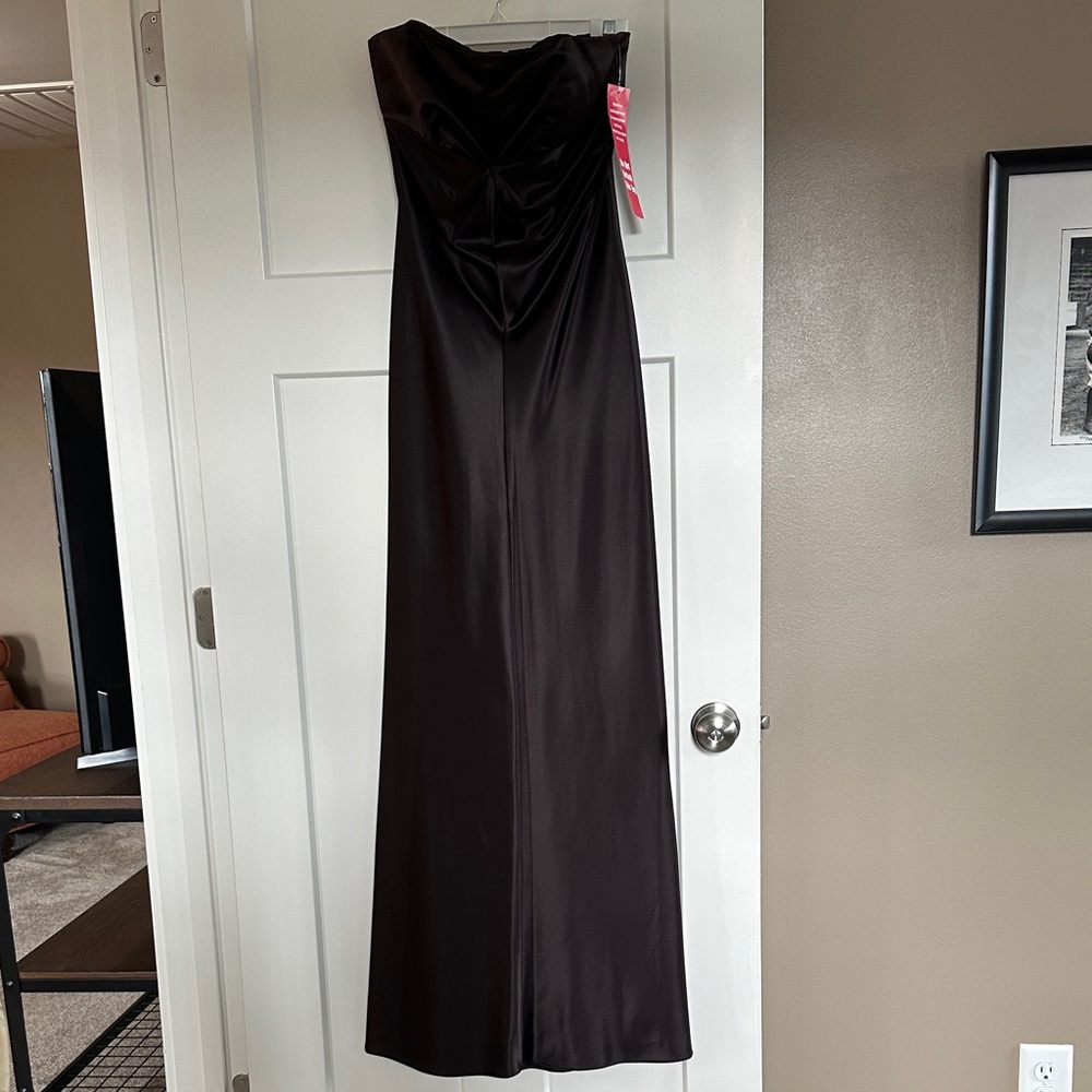 Elegant Chocolate Brown Strapless Evening Dress